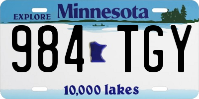 MN license plate 984TGY