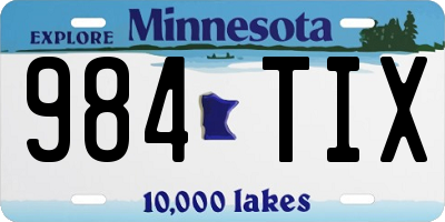 MN license plate 984TIX