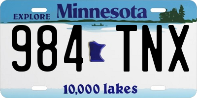 MN license plate 984TNX