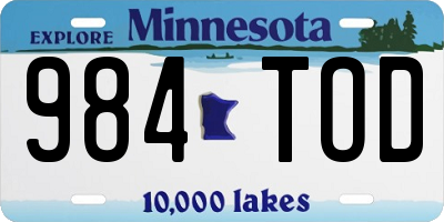 MN license plate 984TOD