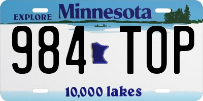 MN license plate 984TOP