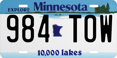 MN license plate 984TOW