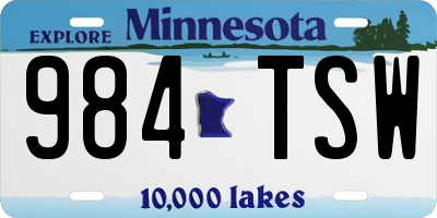 MN license plate 984TSW