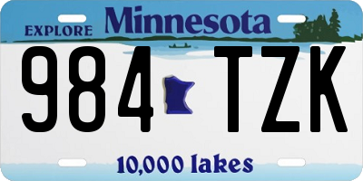 MN license plate 984TZK