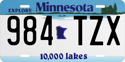 MN license plate 984TZX