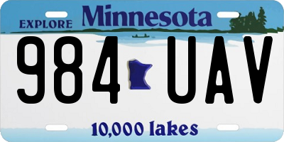 MN license plate 984UAV