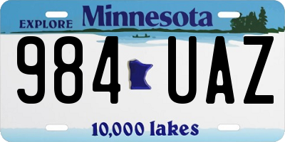 MN license plate 984UAZ