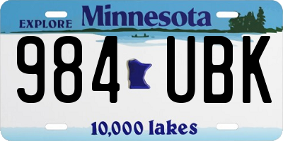 MN license plate 984UBK