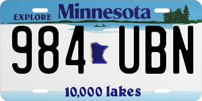 MN license plate 984UBN