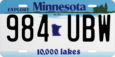 MN license plate 984UBW