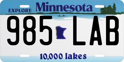 MN license plate 985LAB