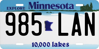 MN license plate 985LAN