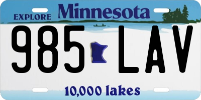 MN license plate 985LAV