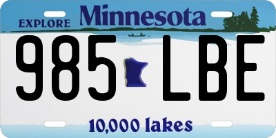 MN license plate 985LBE