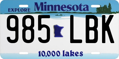 MN license plate 985LBK