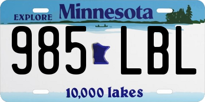 MN license plate 985LBL