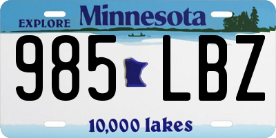 MN license plate 985LBZ