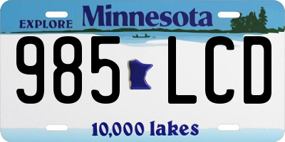 MN license plate 985LCD