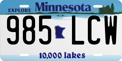 MN license plate 985LCW