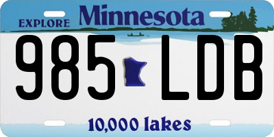 MN license plate 985LDB