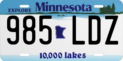 MN license plate 985LDZ