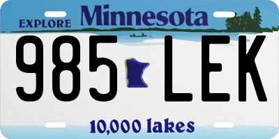 MN license plate 985LEK