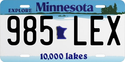 MN license plate 985LEX