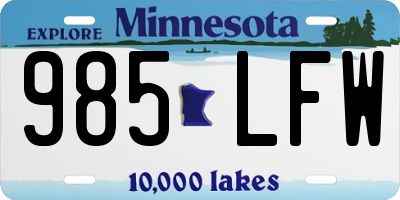 MN license plate 985LFW