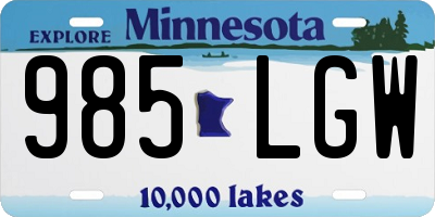 MN license plate 985LGW