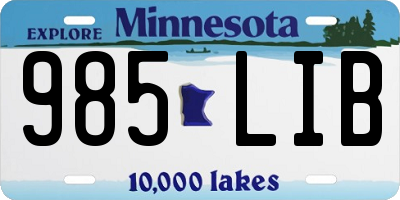 MN license plate 985LIB