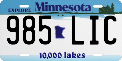 MN license plate 985LIC