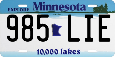 MN license plate 985LIE
