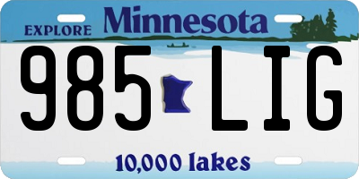 MN license plate 985LIG