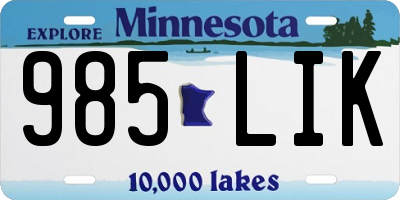 MN license plate 985LIK