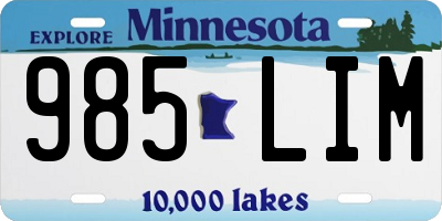 MN license plate 985LIM