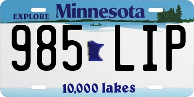 MN license plate 985LIP