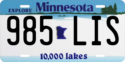 MN license plate 985LIS