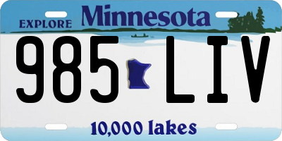 MN license plate 985LIV