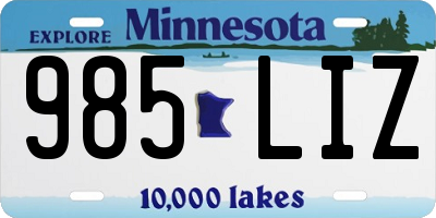 MN license plate 985LIZ