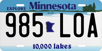 MN license plate 985LOA