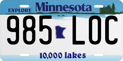 MN license plate 985LOC