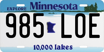 MN license plate 985LOE