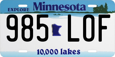 MN license plate 985LOF
