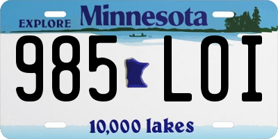 MN license plate 985LOI
