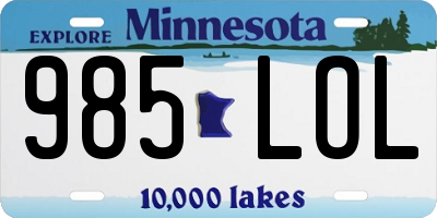 MN license plate 985LOL