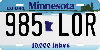 MN license plate 985LOR