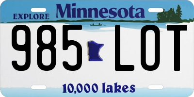 MN license plate 985LOT