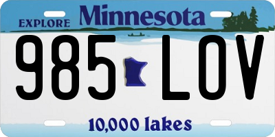 MN license plate 985LOV