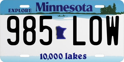 MN license plate 985LOW