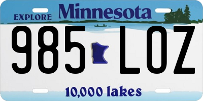 MN license plate 985LOZ